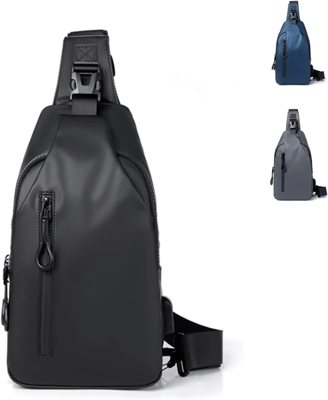 Men Crossbody Sling Backpack Multipurpose Daypack Lightweight Waterproof Casual Shoulder Chest Bag Backpack For Hiking Travel (Black)