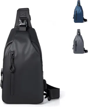 Men Crossbody Sling Backpack Multipurpose Daypack Lightweight Waterproof Casual Shoulder Chest Bag Backpack For Hiking Travel (Black)