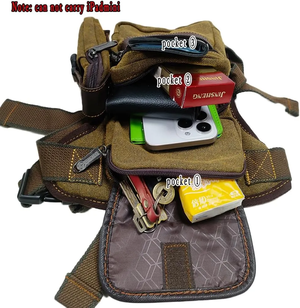 Men Waist Leg Bag Canvas Motorcycle Fanny Waist Pack One Shoulder Drop Leg Thigh Bag Hiking Traveling Fishing Waist Leg Bag Dark Blue