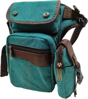 Men Waist Leg Bag Canvas Motorcycle Fanny Waist Pack One Shoulder Drop Leg Thigh Bag Hiking Traveling Fishing Waist Leg Bag Light Blue