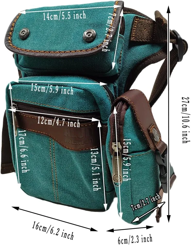 Men Waist Leg Bag Canvas Motorcycle Fanny Waist Pack One Shoulder Drop Leg Thigh Bag Hiking Traveling Fishing Waist Leg Bag Light Blue