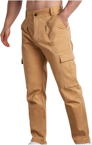 Mens Cargo Casual Pants Outdoor Hiking Pants Light Multi-Pocket Pants Autumn Sports Pants Running Travel Pants