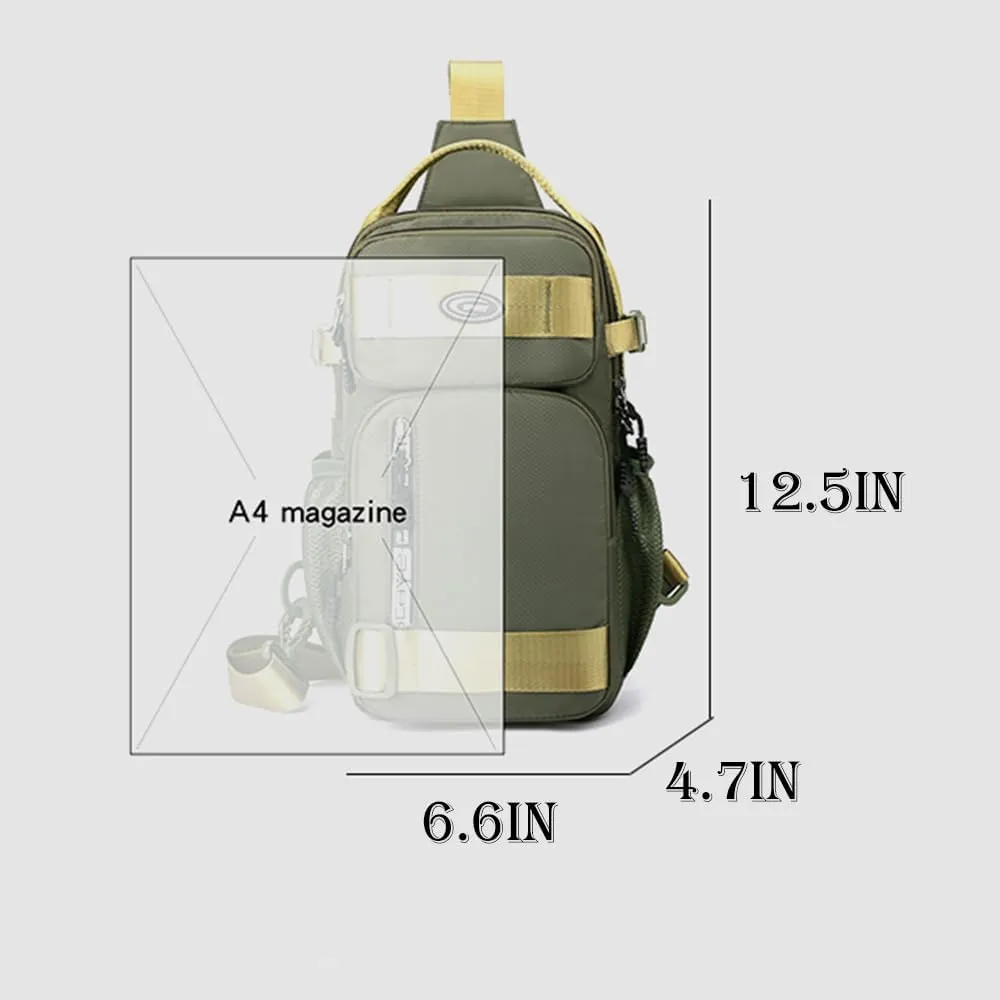 Men's Crossbody Backpack Chest Bag Shoulder Bag Men's Camping Hiking Cycling Outdoor Travel Waterproof Bag (Grey)