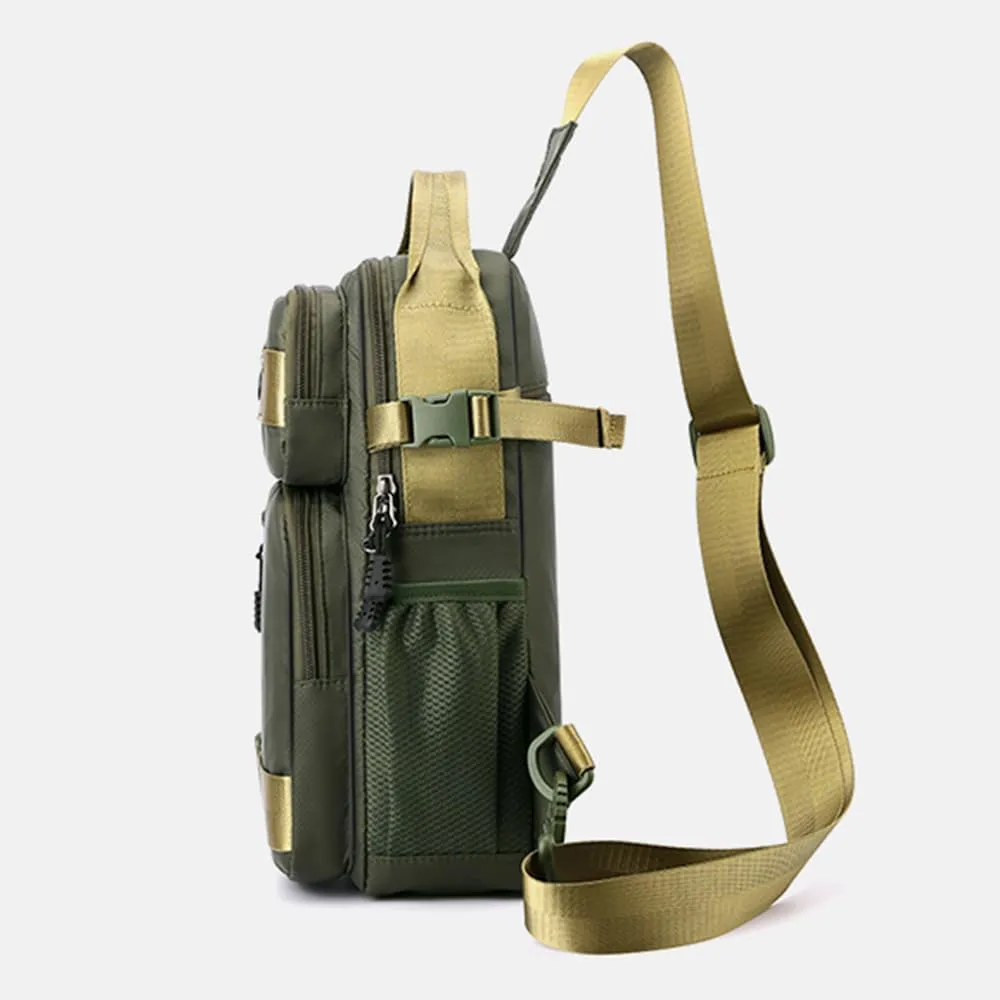 Men's Crossbody Backpack Chest Bag Shoulder Bag Men's Camping Hiking Cycling Outdoor Travel Waterproof Bag (Grey)