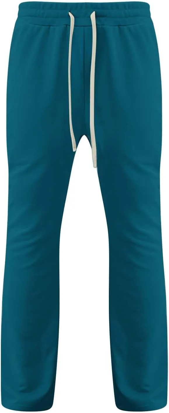 Men's Fleece Cargo Sweatpants Middle Waist Denim Long Hiking Pants Athletic Workout Jogger Sweatpants for Men