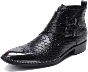 Men's Party Ankle Boot Casual Fine Ironing Drill Metal Toe Double Zipper Brogue High Top Boot
