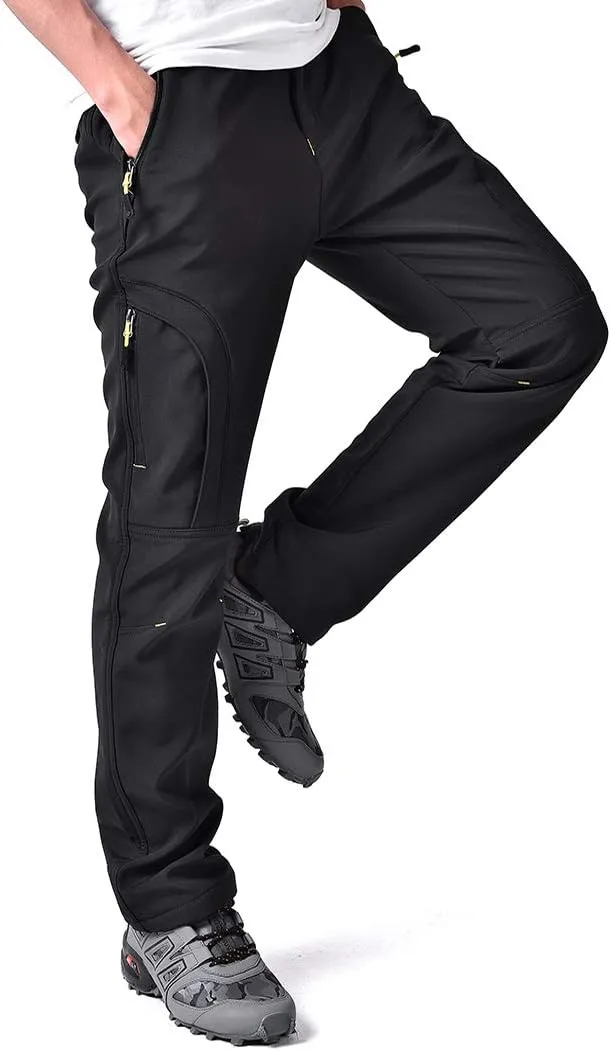 Men's Warm Ski Hiking Pants Softshell Fleece Lined Winter Outdoor Windproof Waterproof Trousers