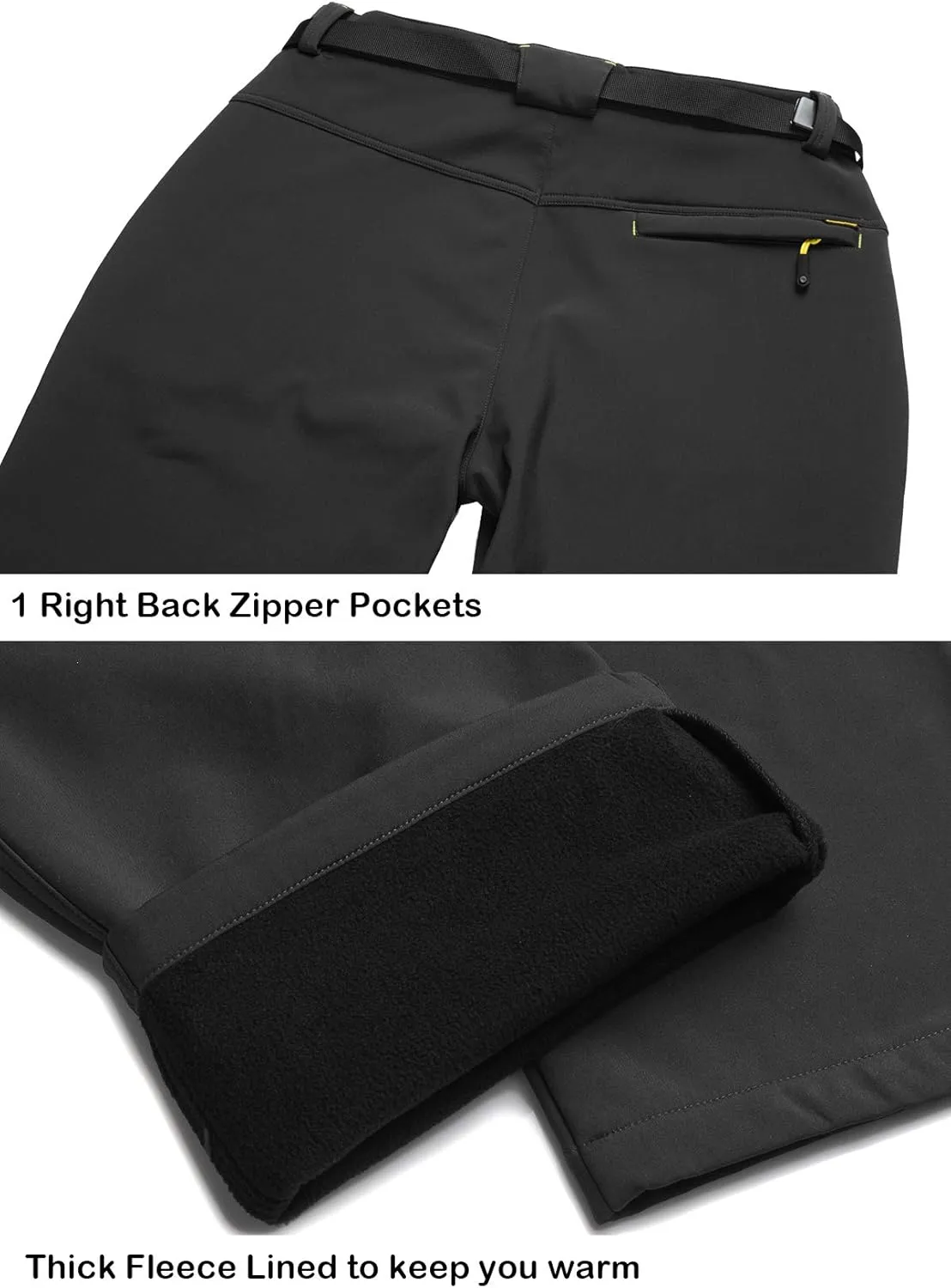 Men's Warm Ski Hiking Pants Softshell Fleece Lined Winter Outdoor Windproof Waterproof Trousers