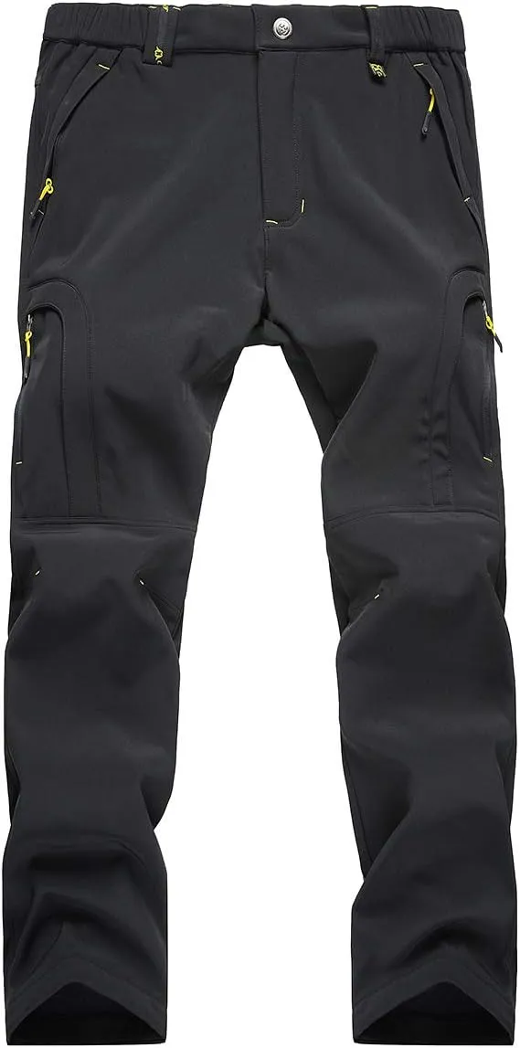 Men's Warm Ski Hiking Pants Softshell Fleece Lined Winter Outdoor Windproof Waterproof Trousers