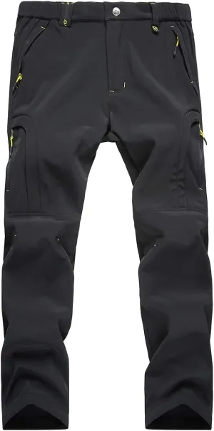 Men's Warm Ski Hiking Pants Softshell Fleece Lined Winter Outdoor Windproof Waterproof Trousers