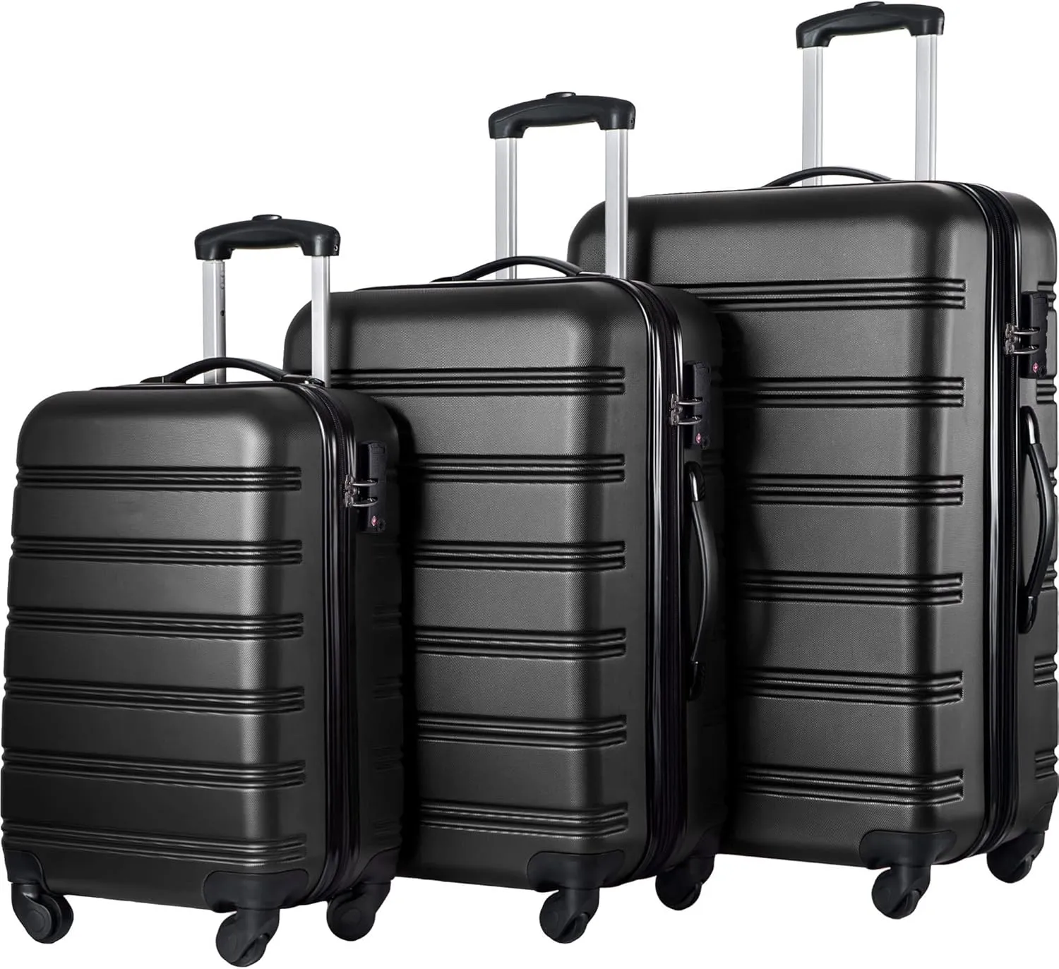 Merax Luggage Sets, Hardshell Luggage Sets 3 Piece 20" 24" 28" Luggages Hardside Spinner Suitcase with TSA Lock, Black