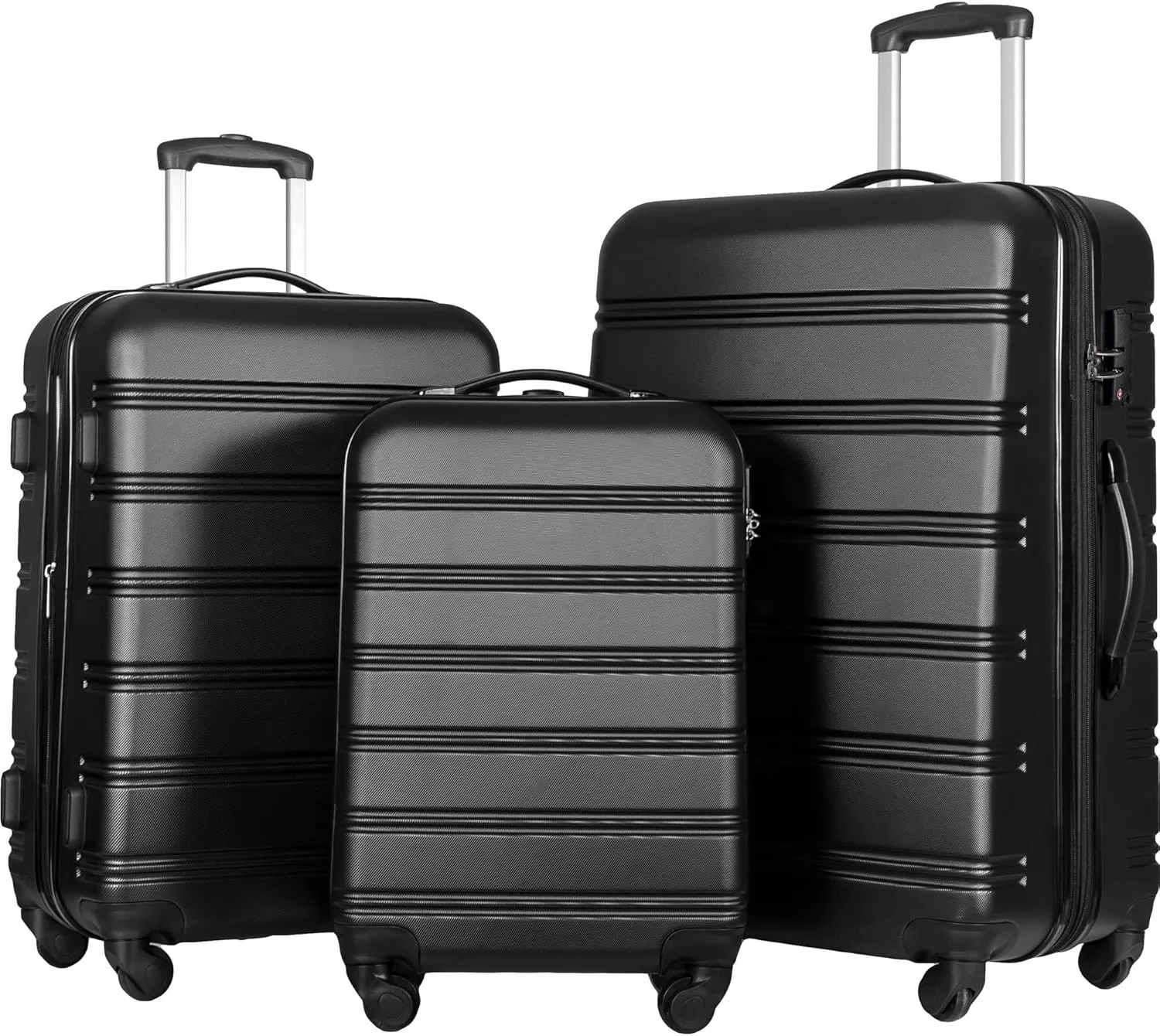 Merax Luggage Sets, Hardshell Luggage Sets 3 Piece 20" 24" 28" Luggages Hardside Spinner Suitcase with TSA Lock, Black