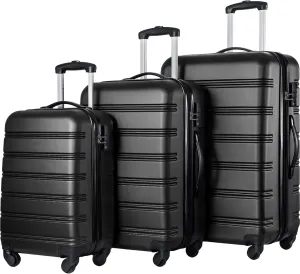 Merax Luggage Sets, Hardshell Luggage Sets 3 Piece 20" 24" 28" Luggages Hardside Spinner Suitcase with TSA Lock, Black