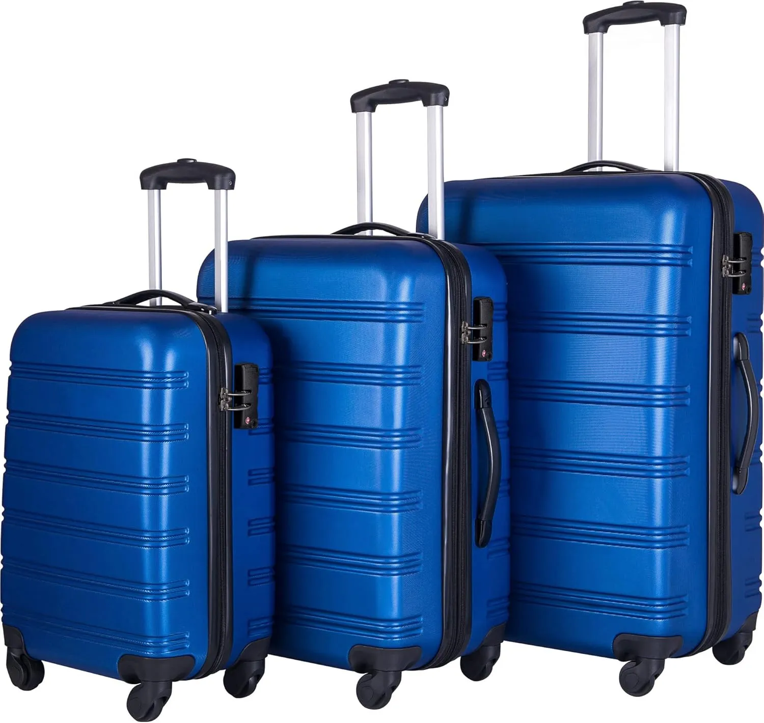Merax Luggage Sets, Hardshell Luggage Sets 3 Piece 20" 24" 28" Luggages Hardside Spinner Suitcase with TSA Lock, Blue