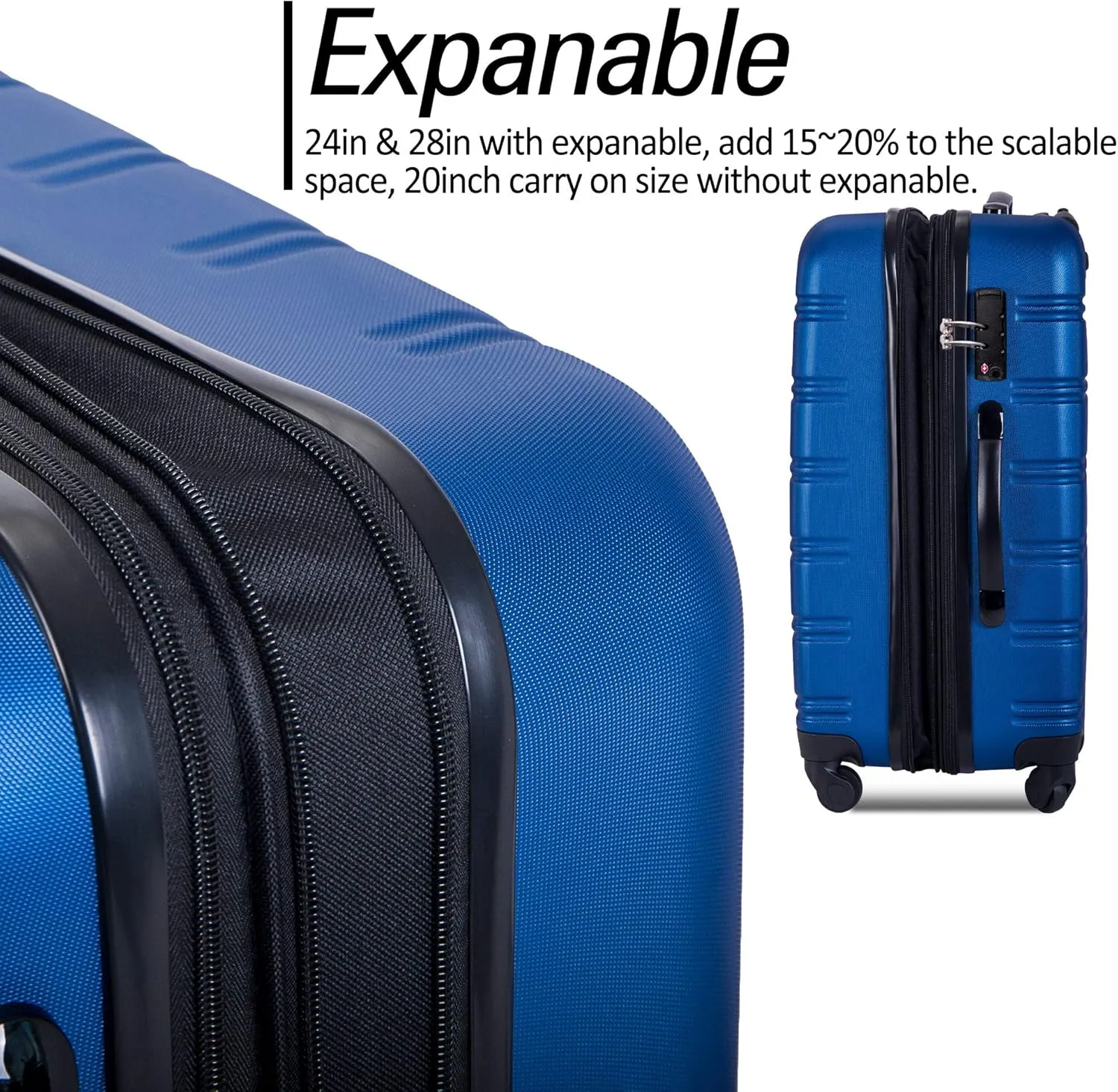 Merax Luggage Sets, Hardshell Luggage Sets 3 Piece 20" 24" 28" Luggages Hardside Spinner Suitcase with TSA Lock, Blue