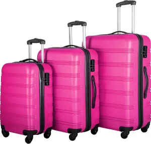 Merax Luggage Sets, Hardshell Luggage Sets 3 Piece 20" 24" 28" Luggages Hardside Spinner Suitcase with TSA Lock, Pink