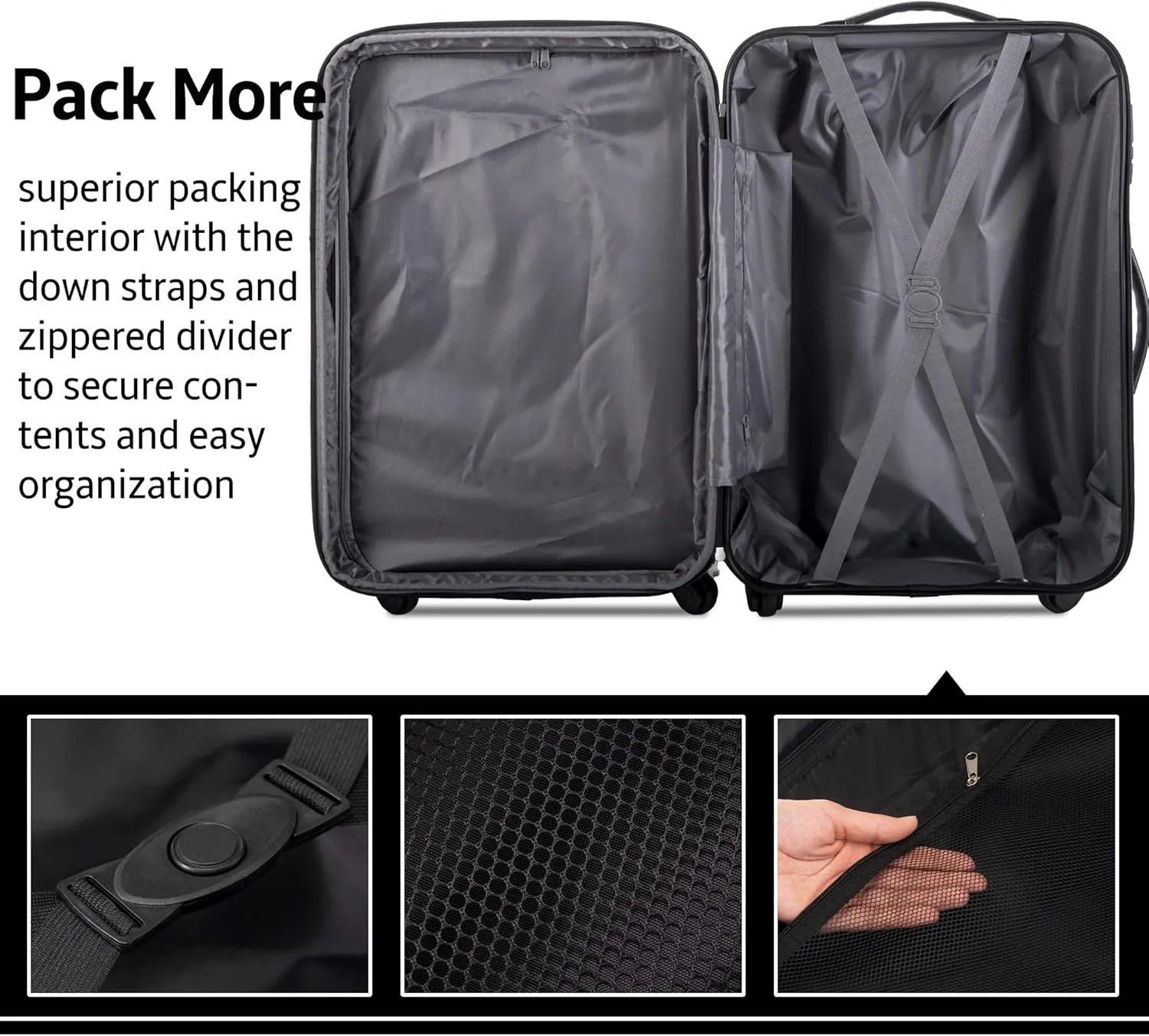Merax Luggage Sets, Hardshell Luggage Sets 3 Piece 20" 24" 28" Luggages Hardside Spinner Suitcase with TSA Lock, Pink