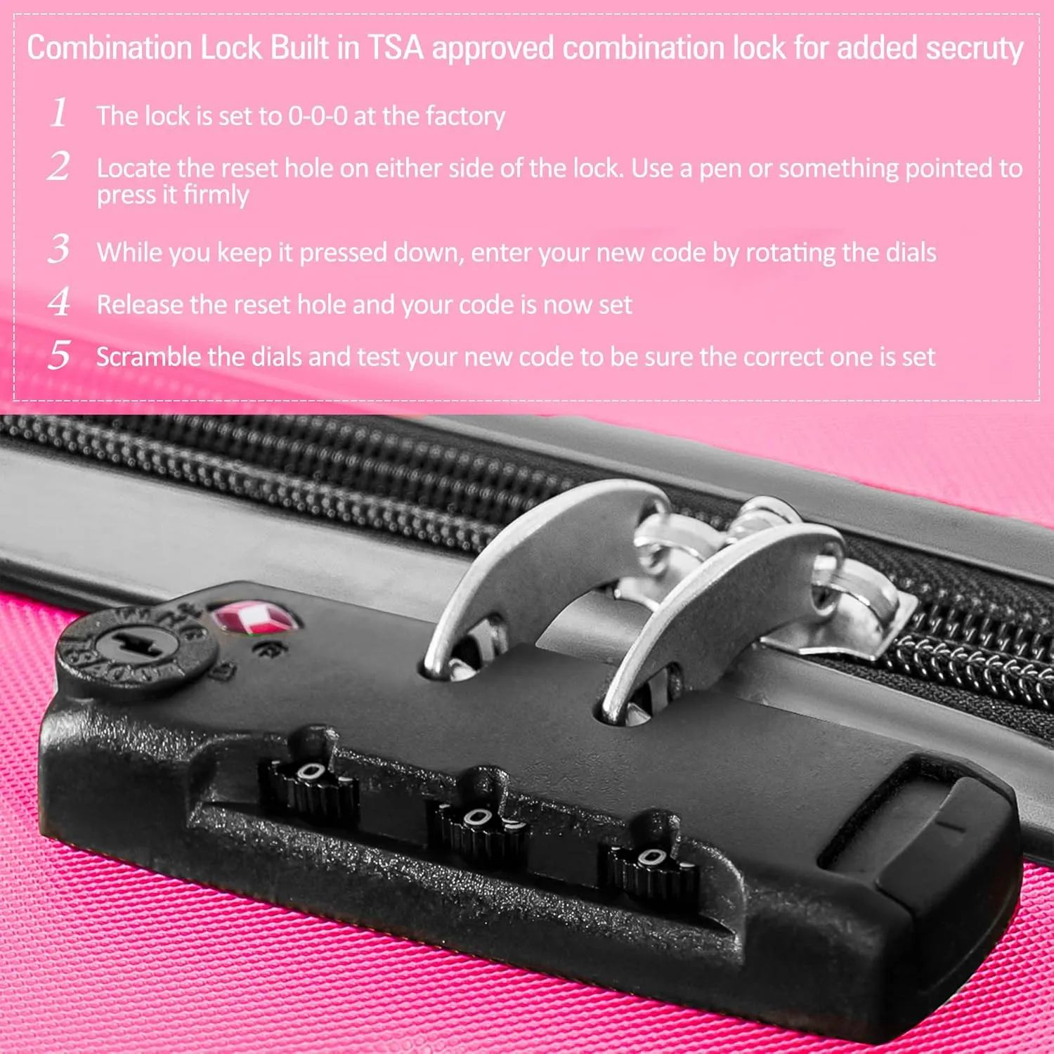 Merax Luggage Sets, Hardshell Luggage Sets 3 Piece 20" 24" 28" Luggages Hardside Spinner Suitcase with TSA Lock, Pink