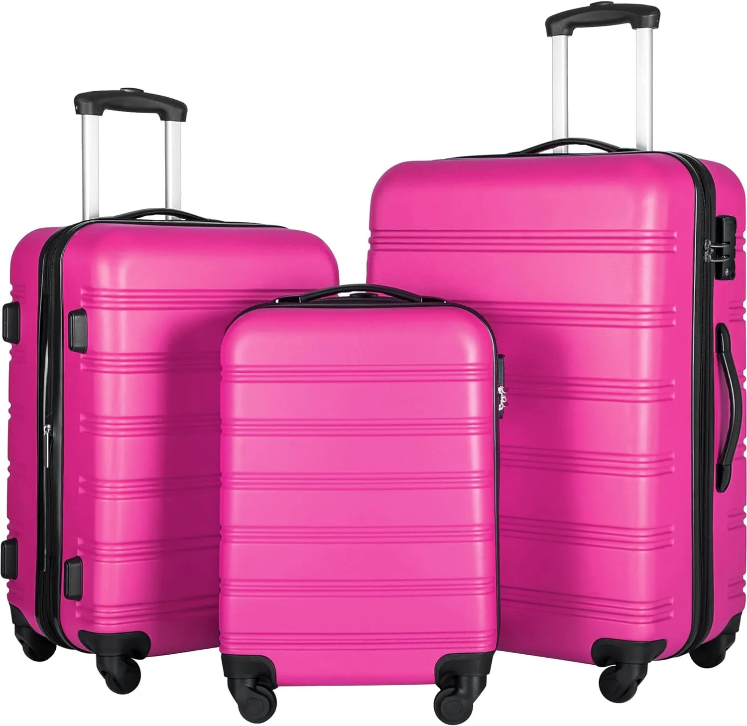 Merax Luggage Sets, Hardshell Luggage Sets 3 Piece 20" 24" 28" Luggages Hardside Spinner Suitcase with TSA Lock, Pink