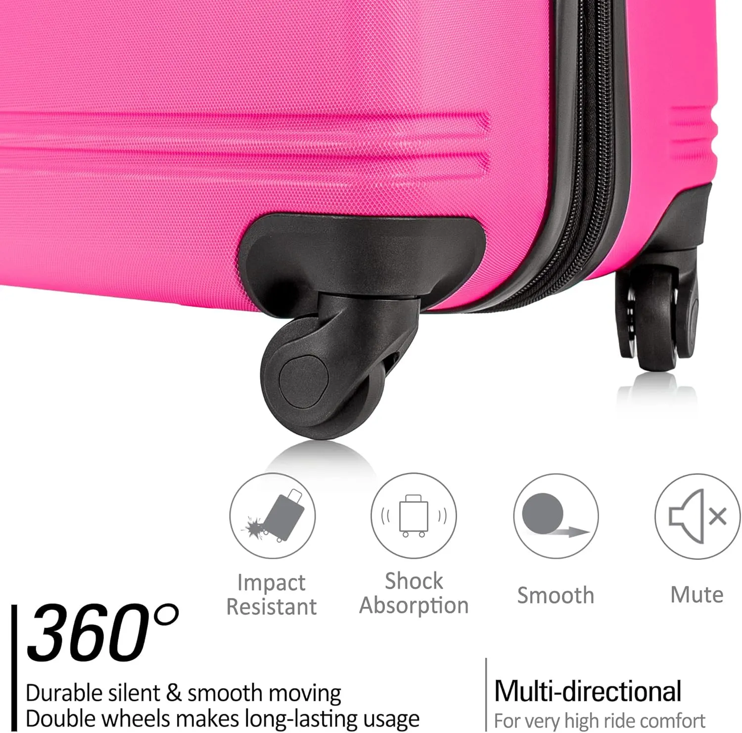 Merax Luggage Sets, Hardshell Luggage Sets 3 Piece 20" 24" 28" Luggages Hardside Spinner Suitcase with TSA Lock, Pink