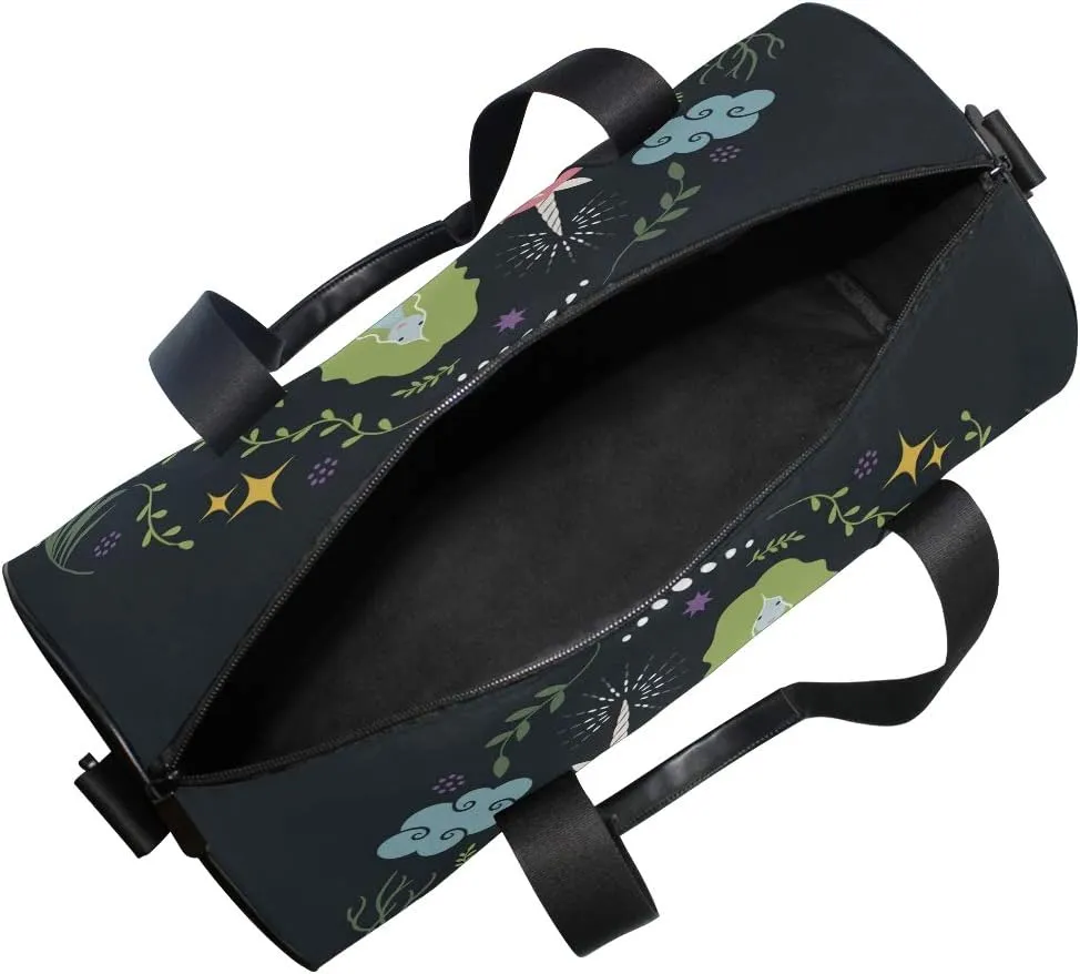 Mermaid And Unicorn Duffel Bag,Canvas Travel Bag for Gym Sports and Overnight