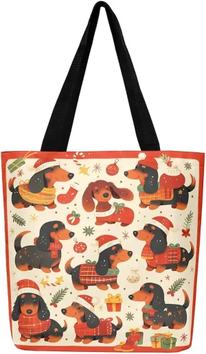 Merry Christmas Canvas Tote Bag,Santa Claus Shopping Grocery Bags,Shoulder Handbags for Gym