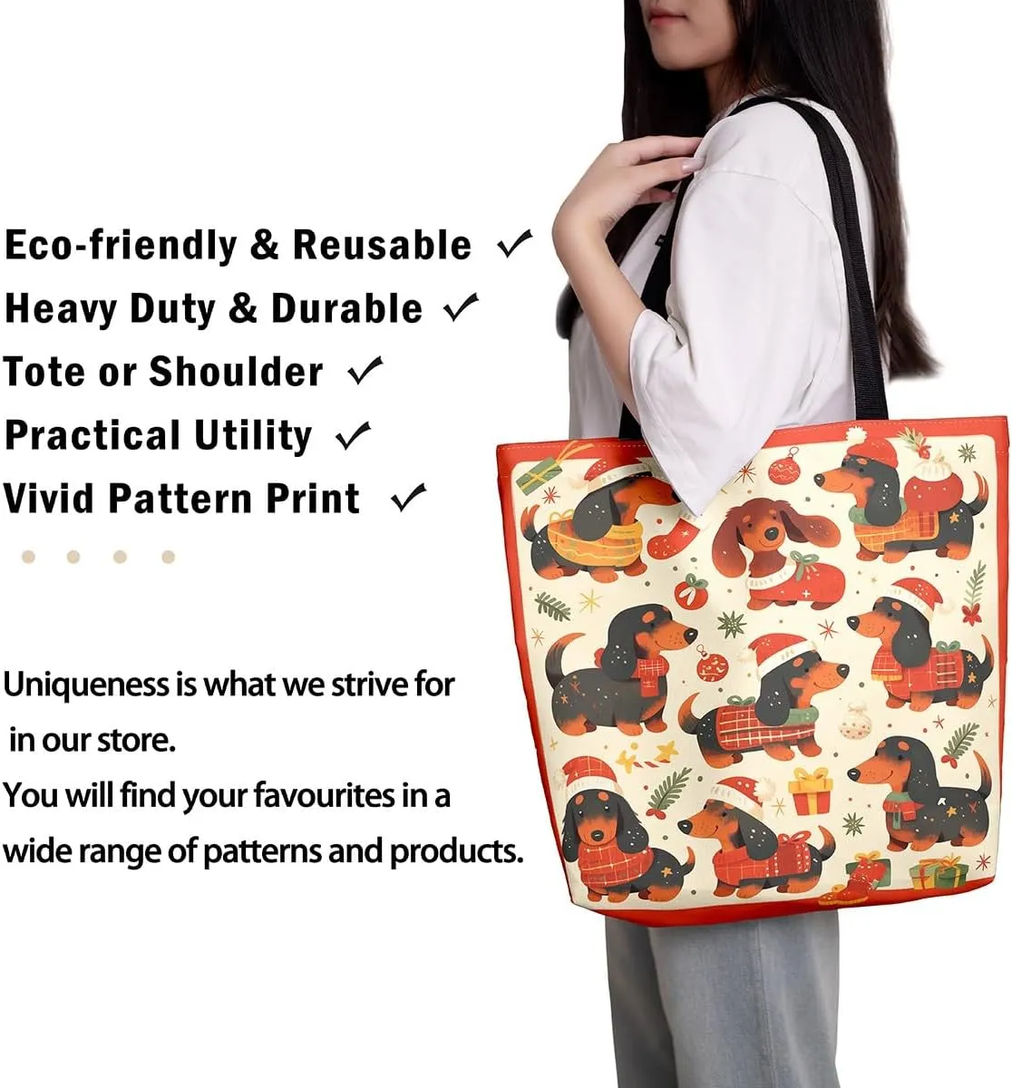Merry Christmas Canvas Tote Bag,Santa Claus Shopping Grocery Bags,Shoulder Handbags for Gym