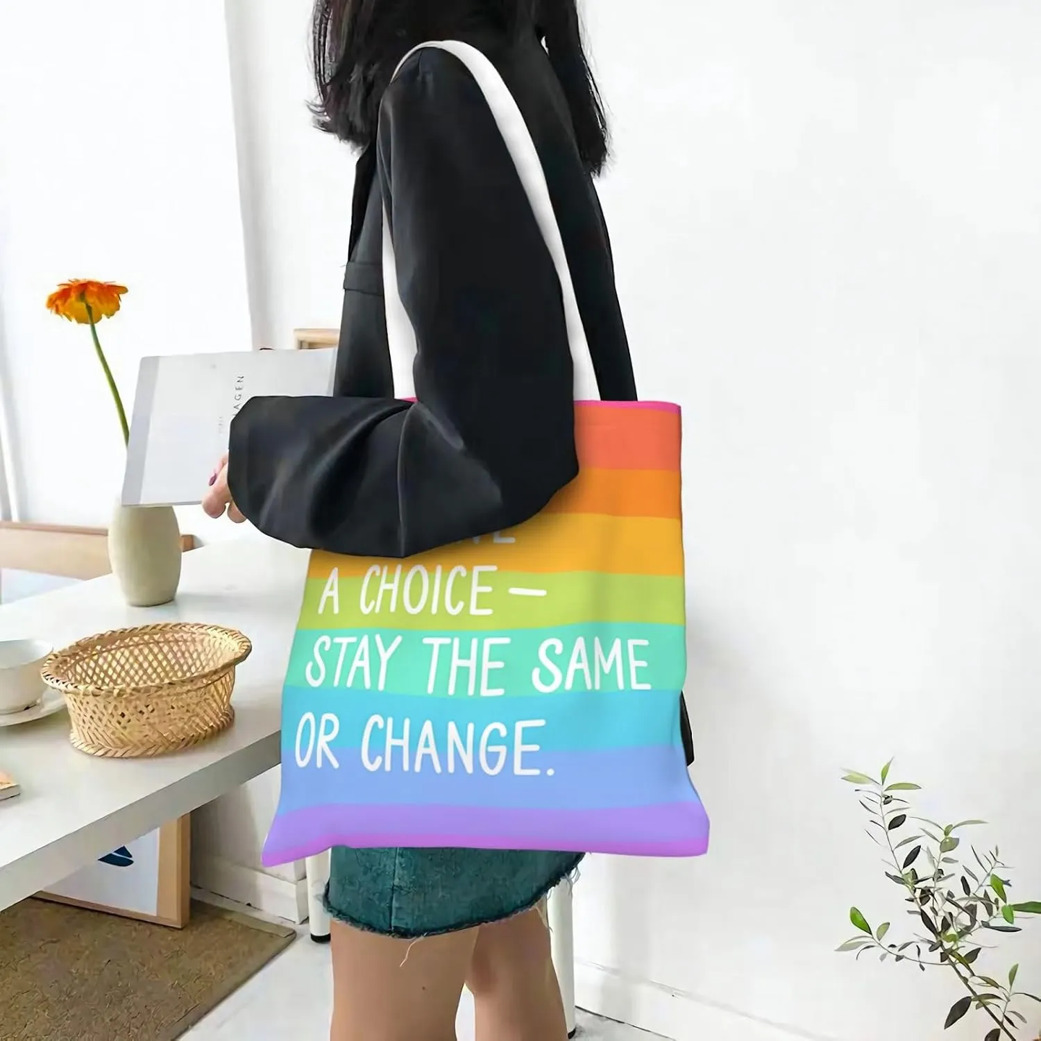 Merry Christmas Tree Snowflake Canvas Tote Bag for Women Reusable Grocery Shoulder Bags Shopping Handbags