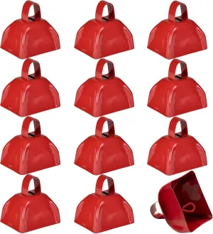 Metal Cowbells - 12 Pack, 3 Inch Red Cow Bells for Sporting Events, Cheering, Spirit, Loud Cow Bell Ideal Hand Percussion Cowbells Noise Makers for Sporting Events, Football Games, and Celebrations