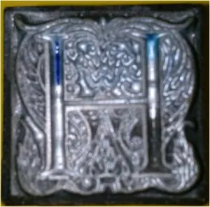 Metal Stamp "H" for Sealing Wax Medieval Floral Paisley Design 7/8" x 7/8"