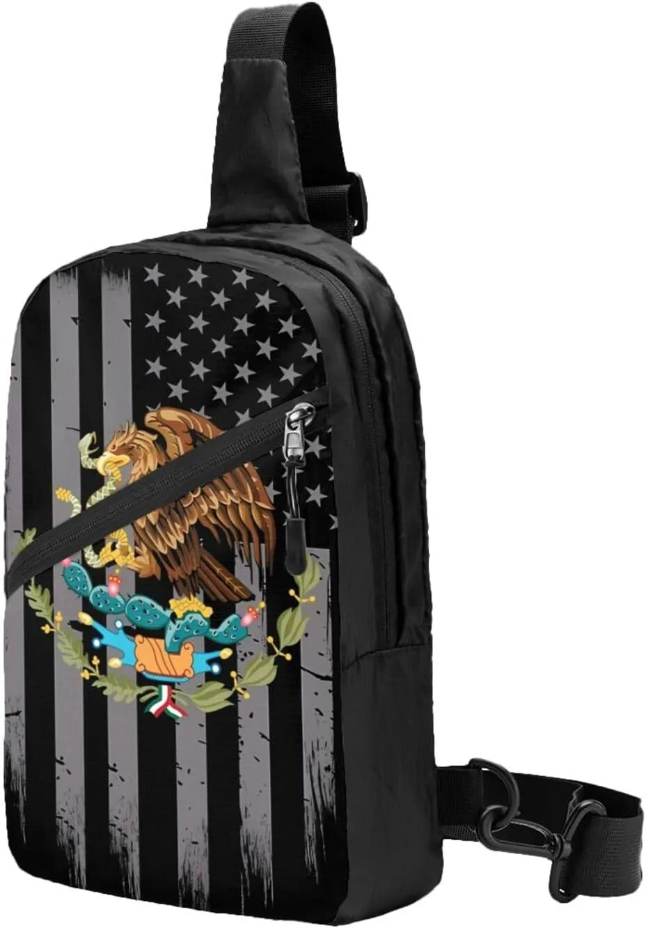 Mexican Flag Crossbody Bag Portable Sling Bags Foldable Chest Daypack Reusable Sports Shoulder Backpack Diagonally Casual Rucksack Travel Bag