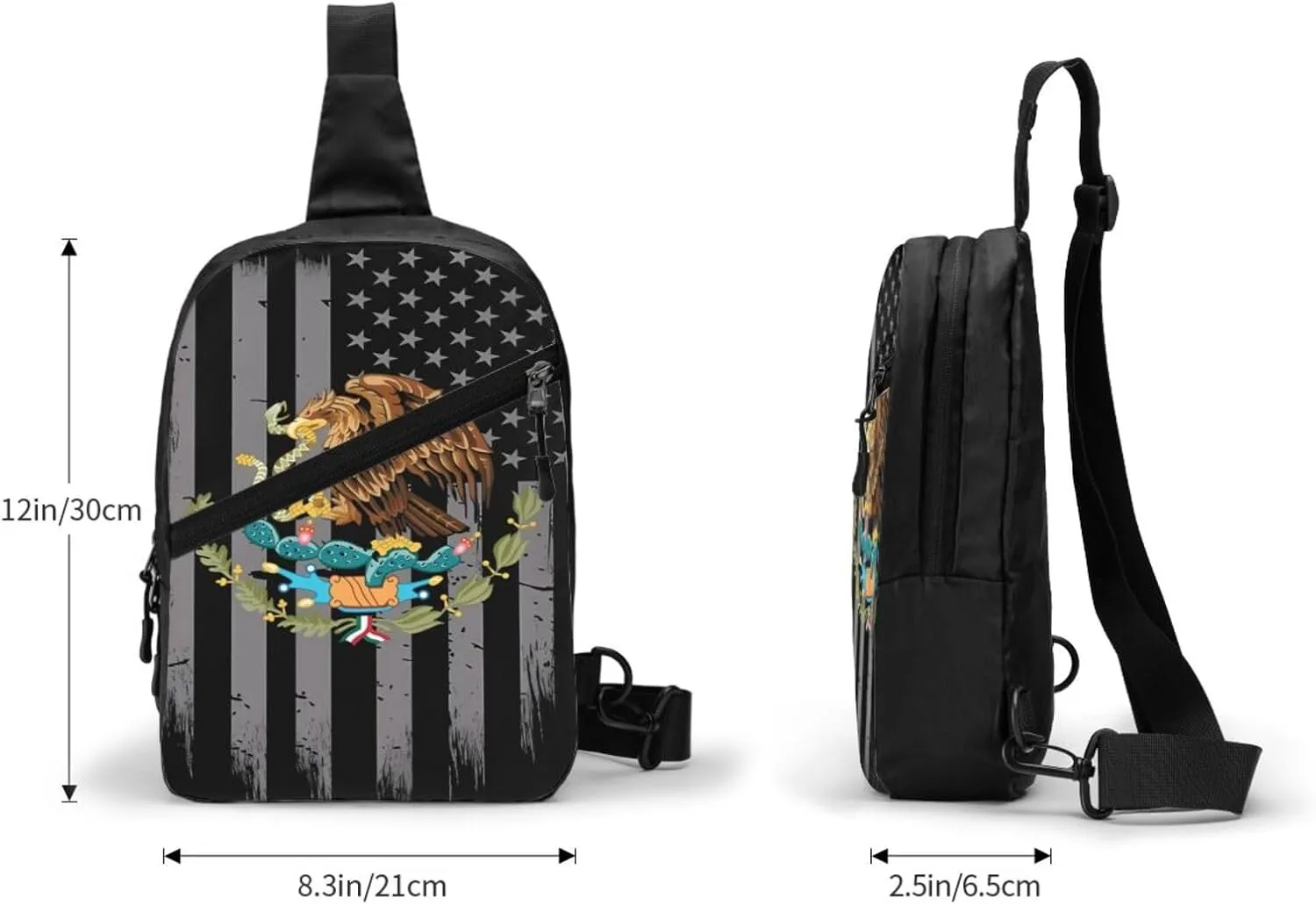 Mexican Flag Crossbody Bag Portable Sling Bags Foldable Chest Daypack Reusable Sports Shoulder Backpack Diagonally Casual Rucksack Travel Bag