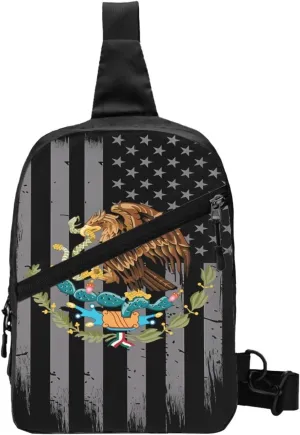 Mexican Flag Crossbody Bag Portable Sling Bags Foldable Chest Daypack Reusable Sports Shoulder Backpack Diagonally Casual Rucksack Travel Bag