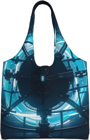 Midnight Mist Print Canvas Tote Bag for Women, Large Capacity Casual Shoulder Handbags for Work Travel Shopping