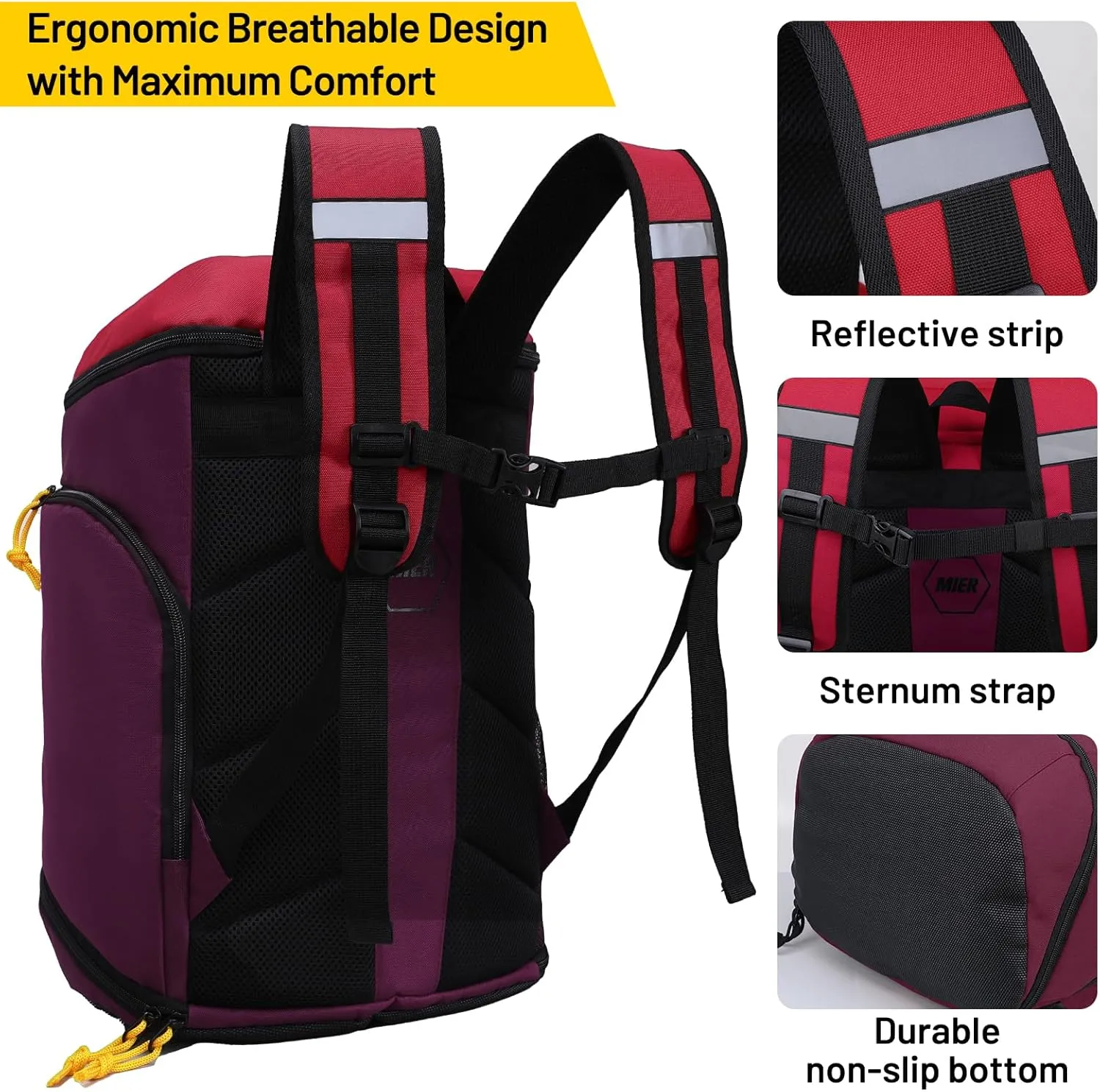 MIER Basketball Backpack Soccer Bag with Shoes/Ball Compartment, Large Sports Back Pack Equipment Bag for Men Women Athletes, 35L