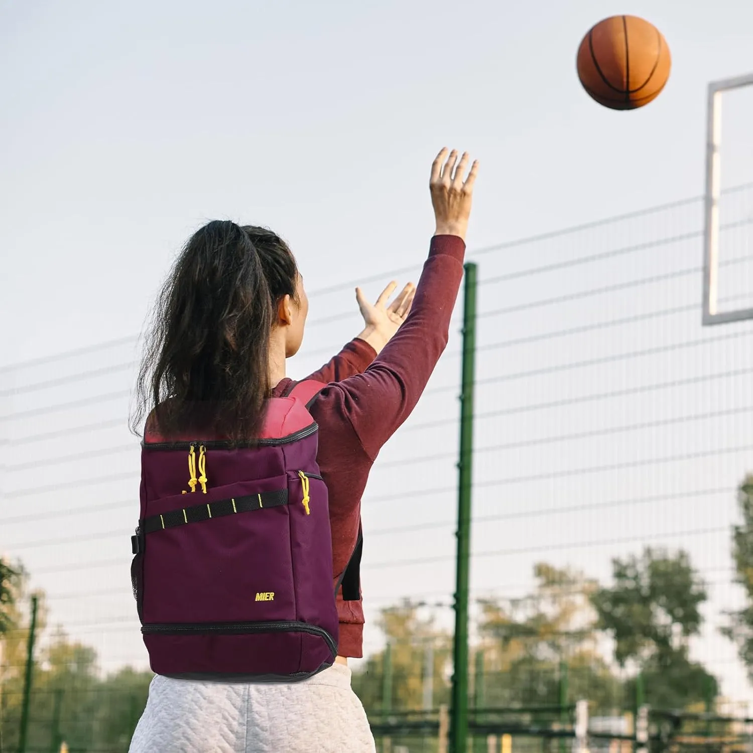 MIER Basketball Backpack Soccer Bag with Shoes/Ball Compartment, Large Sports Back Pack Equipment Bag for Men Women Athletes, 35L