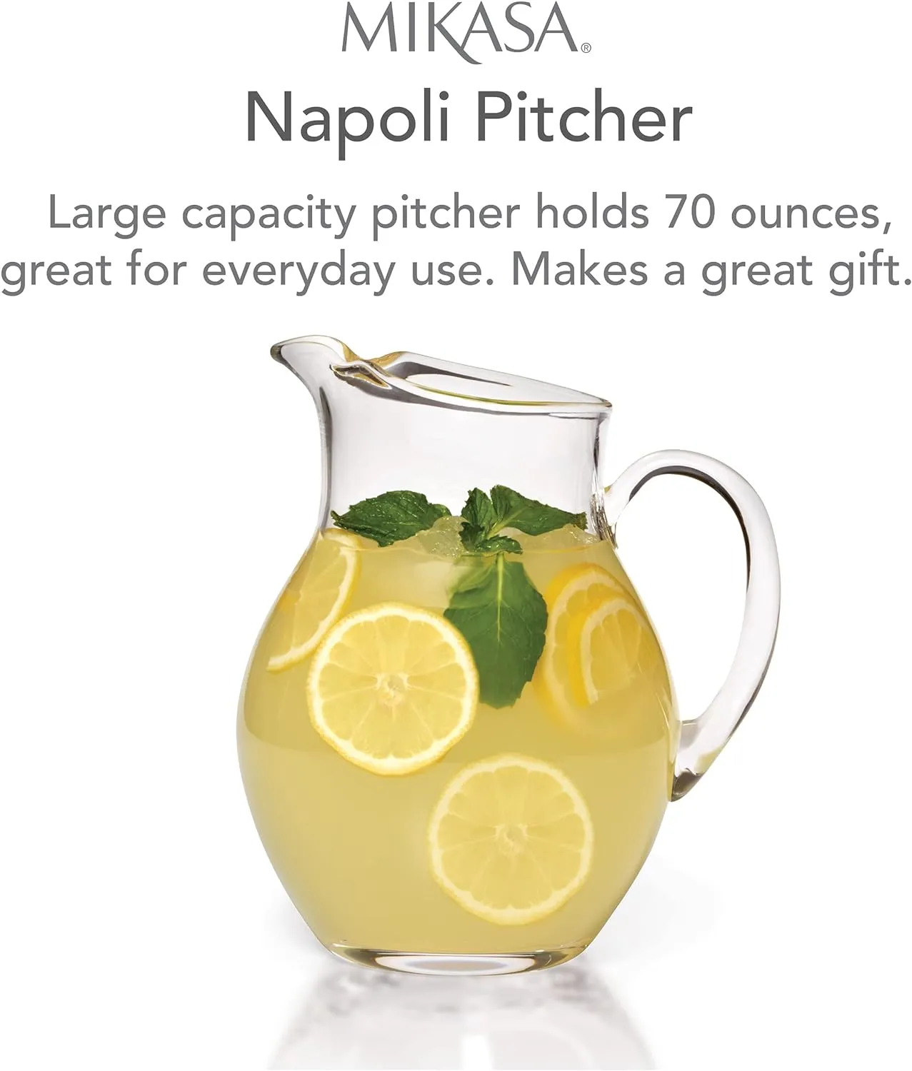 Mikasa 5136551 Napoli Glass Beverage Pitcher Clear, 70 Ounce