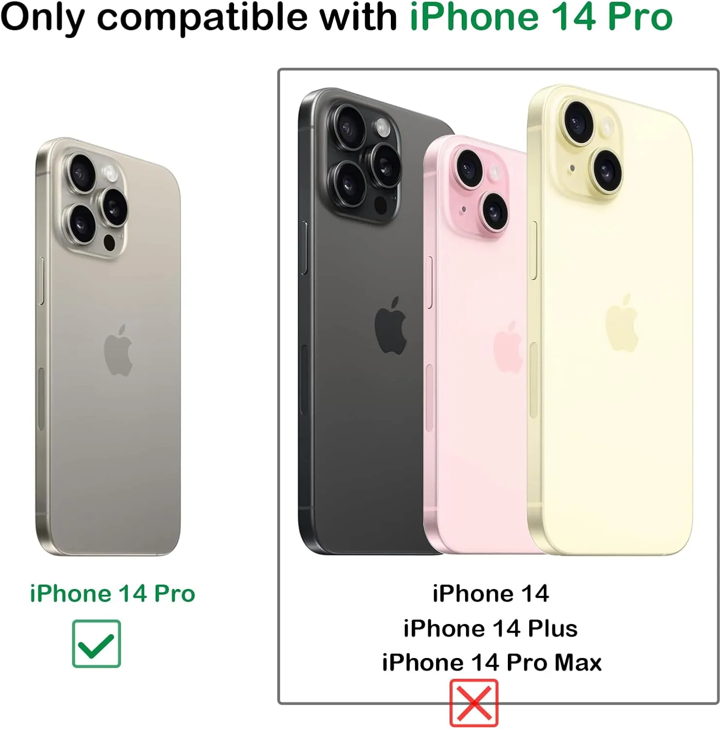 MInCYB for iPhone 14 Pro Wallet Case with Card Holder (12 Card Slots) - PU Leather Case for Women & Men, Wireless Charging, Detachable Magnetic, Crossbody Strap, Shockproof Protective Phone Cover.