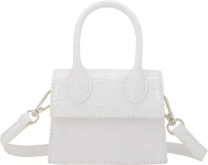 Mini Crossbody Bag for Women Girls Synthetic Leather Flap Purse Styling Top-Handle Clutch Handbag