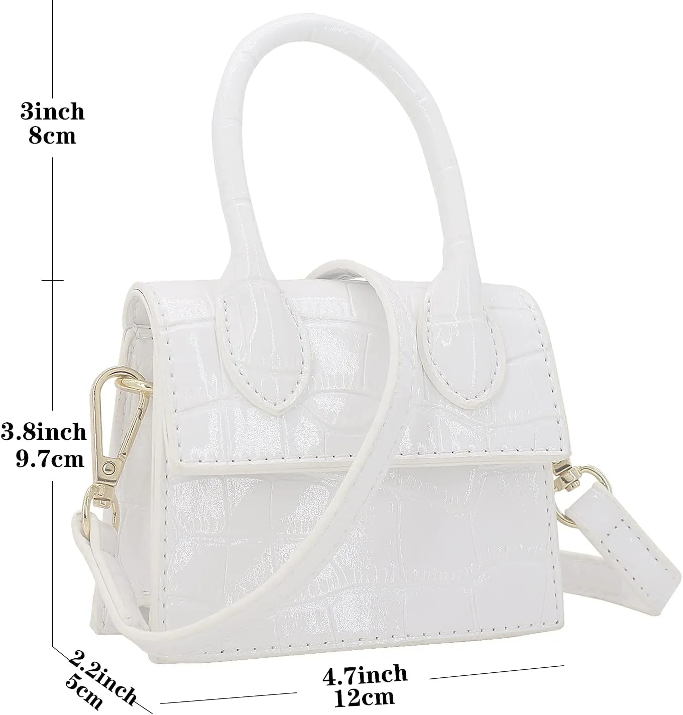 Mini Crossbody Bag for Women Girls Synthetic Leather Flap Purse Styling Top-Handle Clutch Handbag