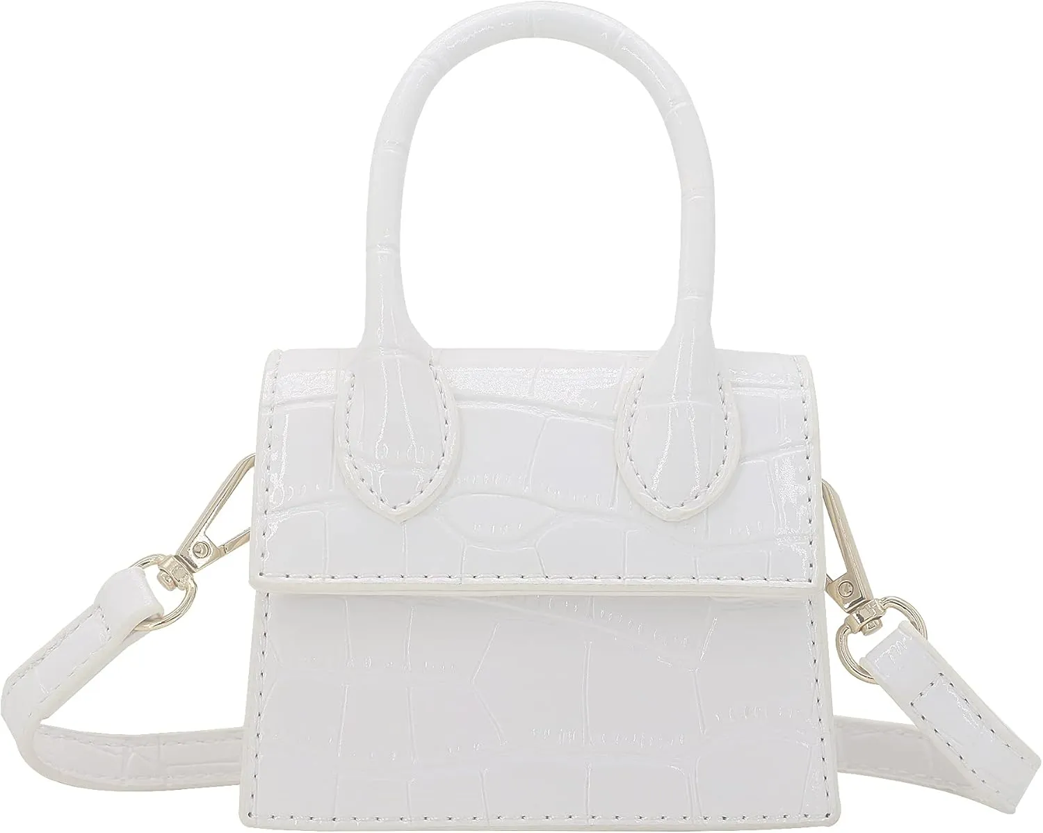 Mini Crossbody Bag for Women Girls Synthetic Leather Flap Purse Styling Top-Handle Clutch Handbag