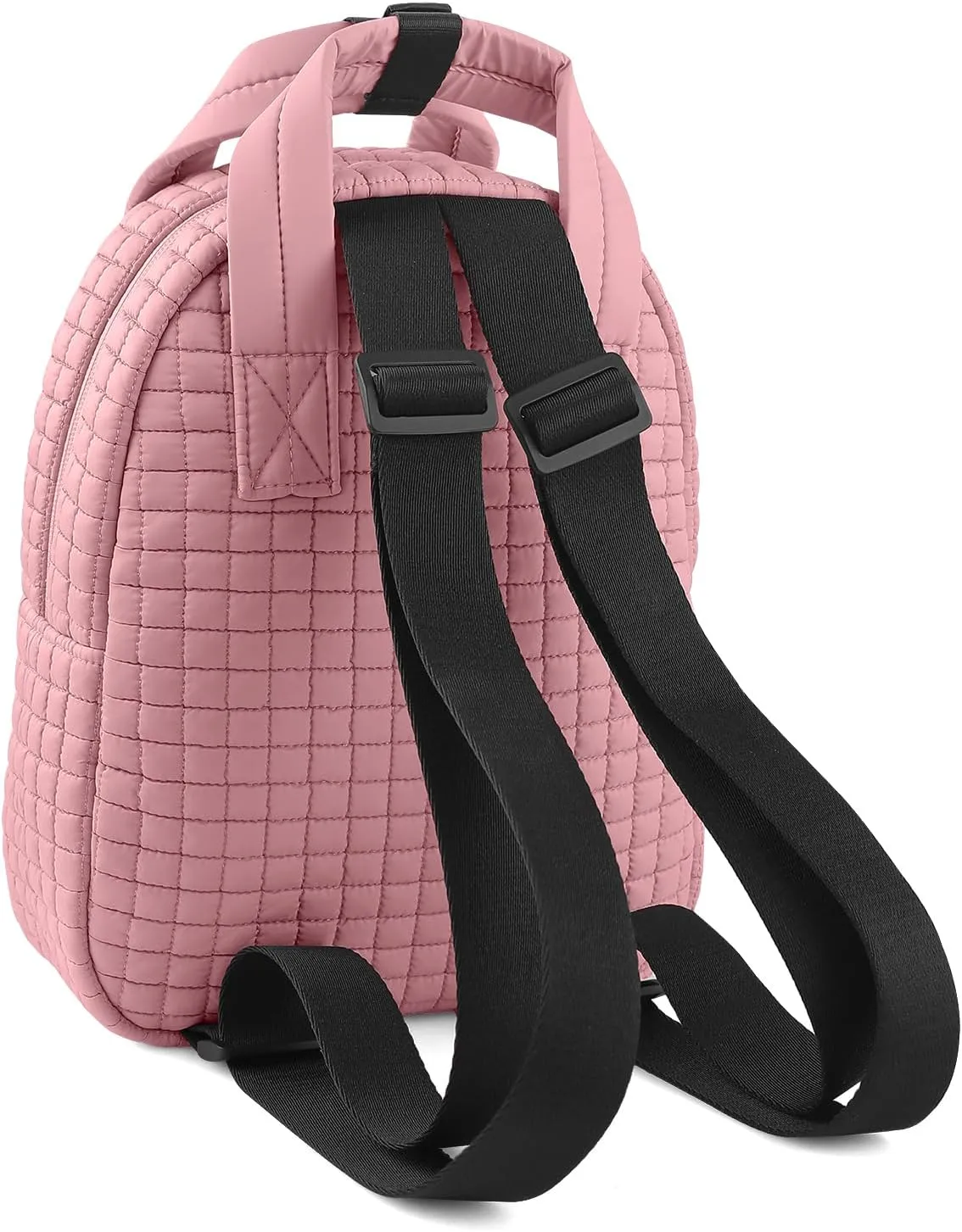 Mini Quilted Puffer Backpack for Women,Lightweight Puffy Bookbag,Small Casual Daypack for Ladies,Pink