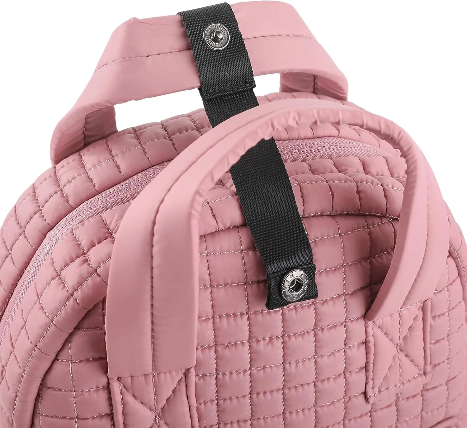 Mini Quilted Puffer Backpack for Women,Lightweight Puffy Bookbag,Small Casual Daypack for Ladies,Pink