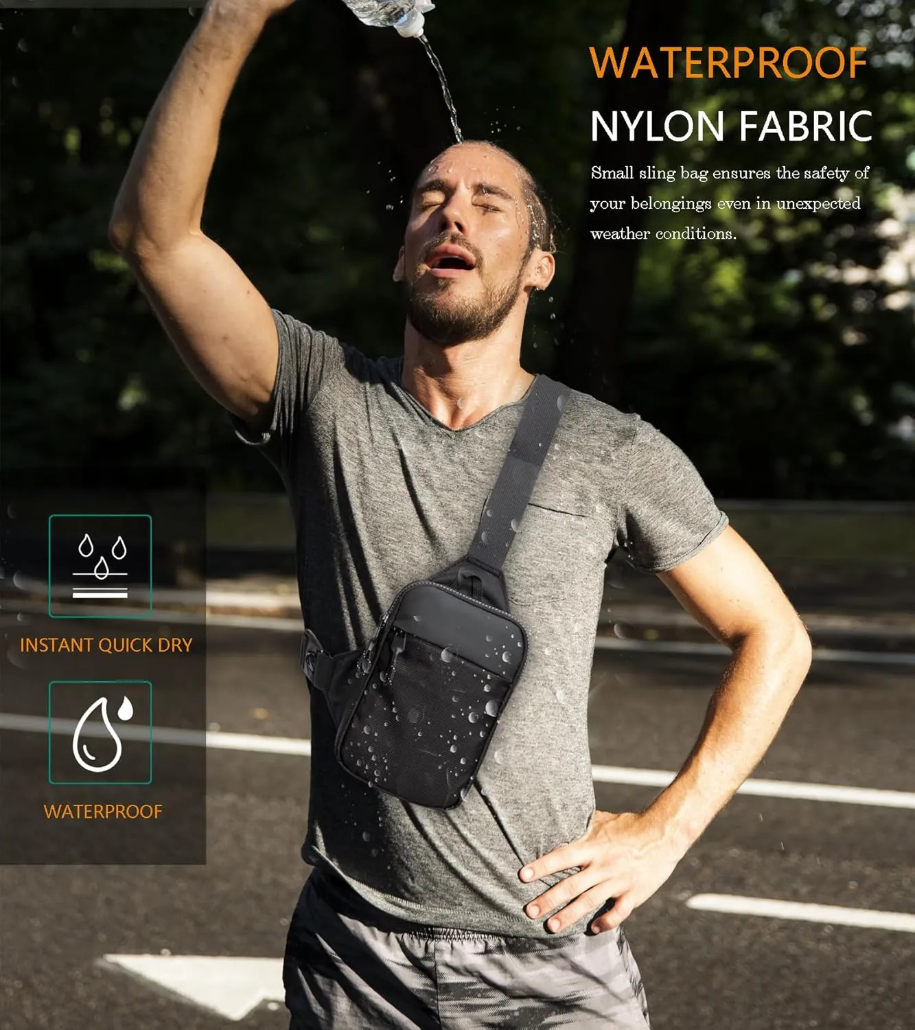 Mini Sling Bag for Men Women, Crossbody Waterproof Trendy Shoulder Cell Phone Chest Bag for Travel Work Gym