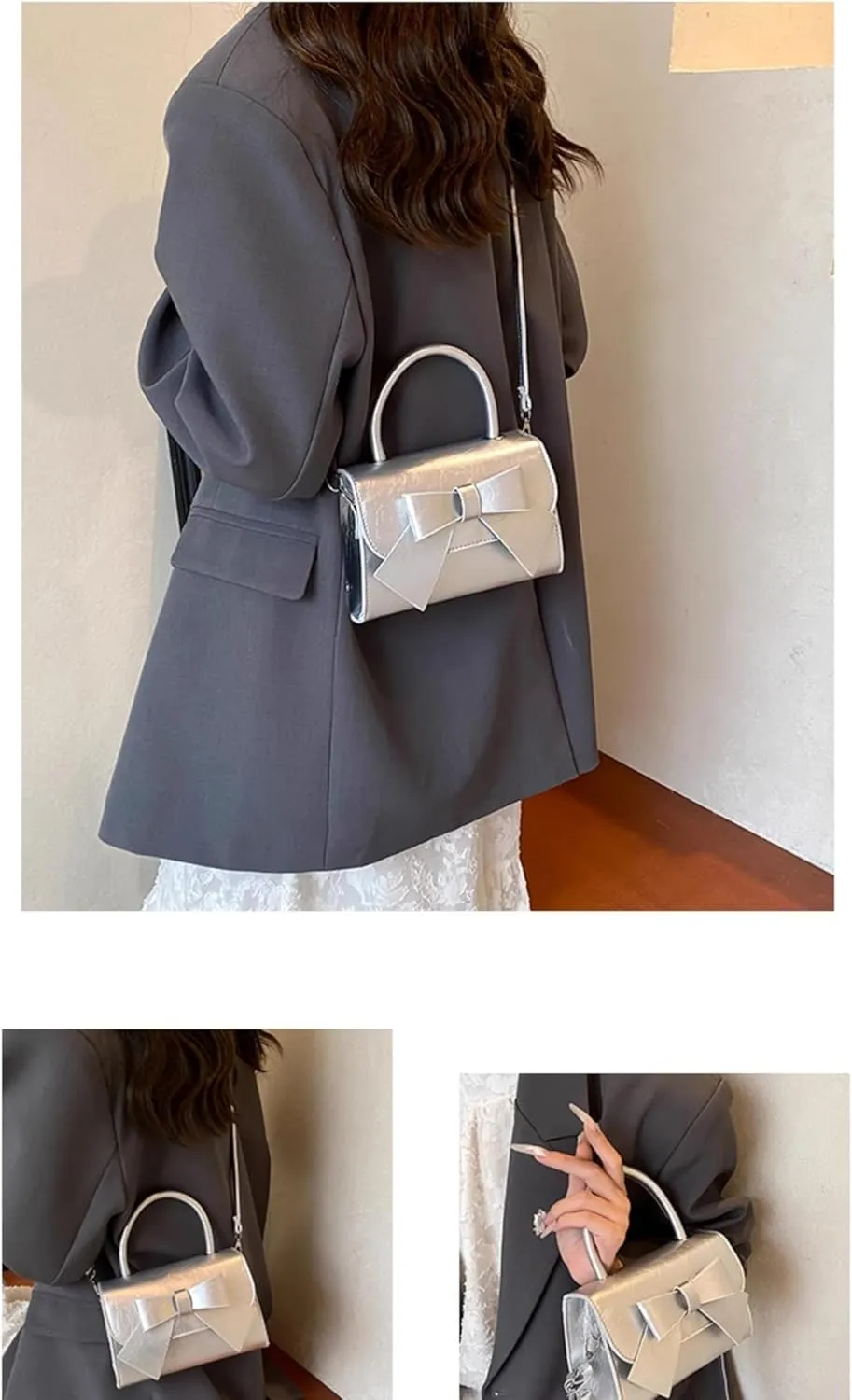 Mini Top Handle PU Flap Bag for Women - Elegant Bow Decor, Lightweight & Stylish Handbag