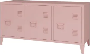 MIOCASA TV Stand Metal TV Table with Storage Steel 3 Door Locker Cabinet for Living Room (Pink)