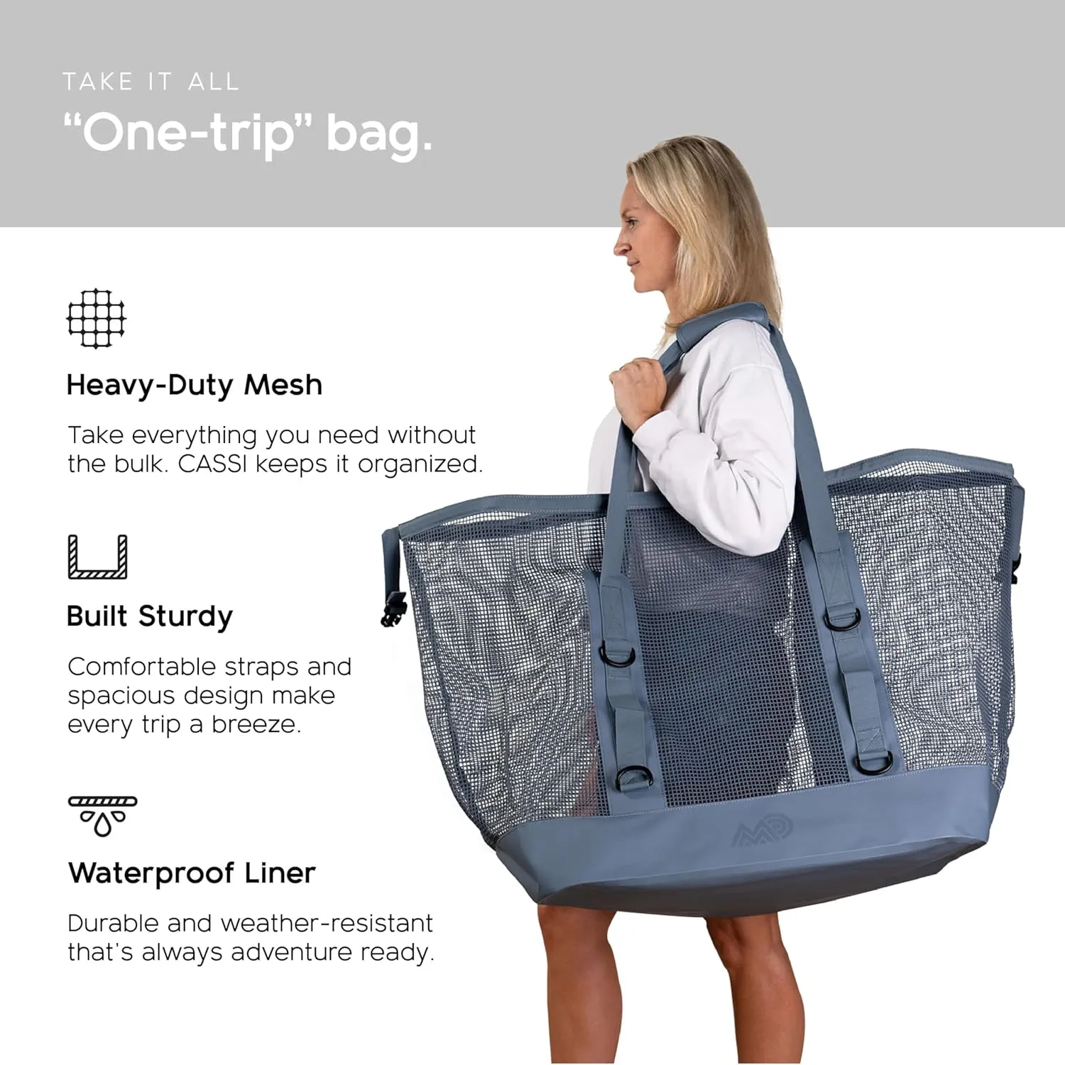 MISSION Boat Gear CASSI Heavy-Duty Outdoor Tote and Waterproof Marine-Grade Mesh Boat Bags