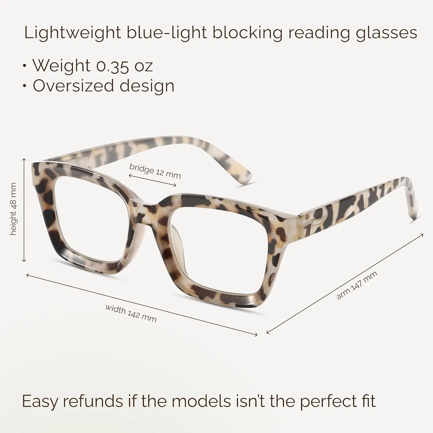 miyya Oprah Style Reading Glasses for Women, Cheaters Eyeglasses, Oversized Blue Light Readers, Fashion Eye Glasses