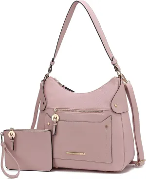MKF Collection Shoulder Bag for Women & Wristlet Pouch, Vegan Leather Handbag Set Top-Handle Tote Handbag Purse by Mia k