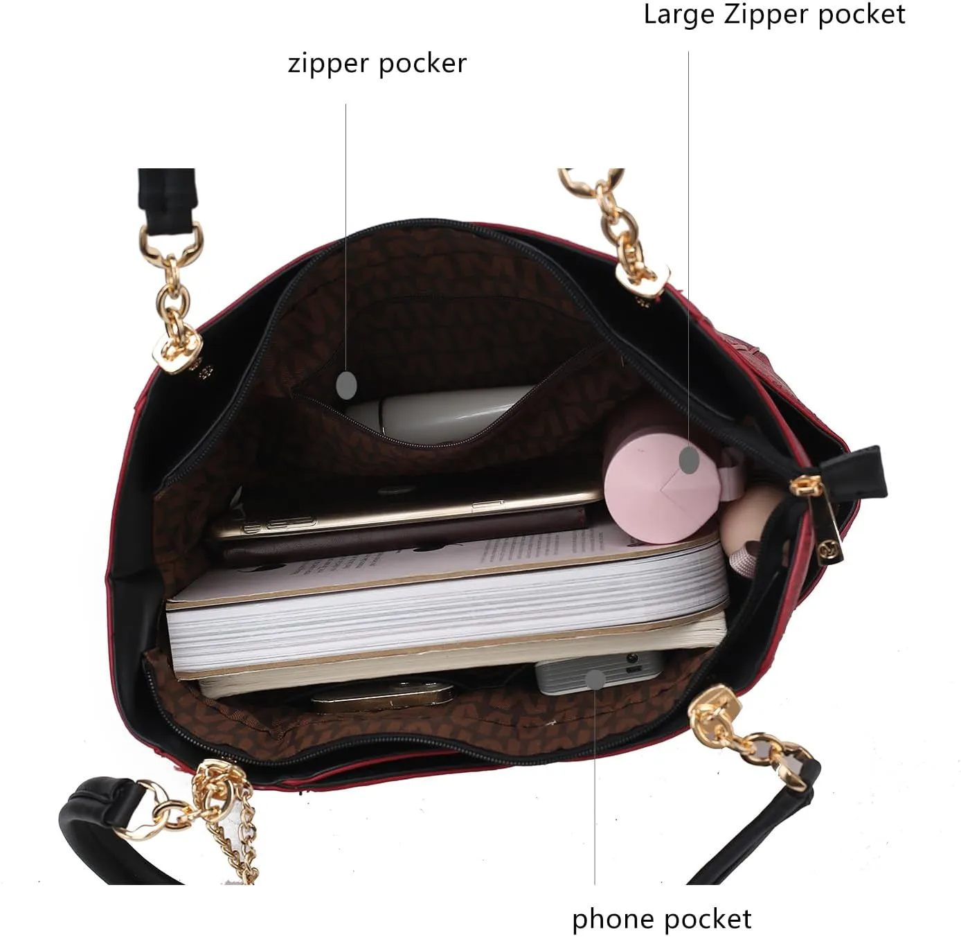 MKF Collection Signature Tote Bag for Women, Shoulder bag Vegan Leather Top-Handle Handbag Purse